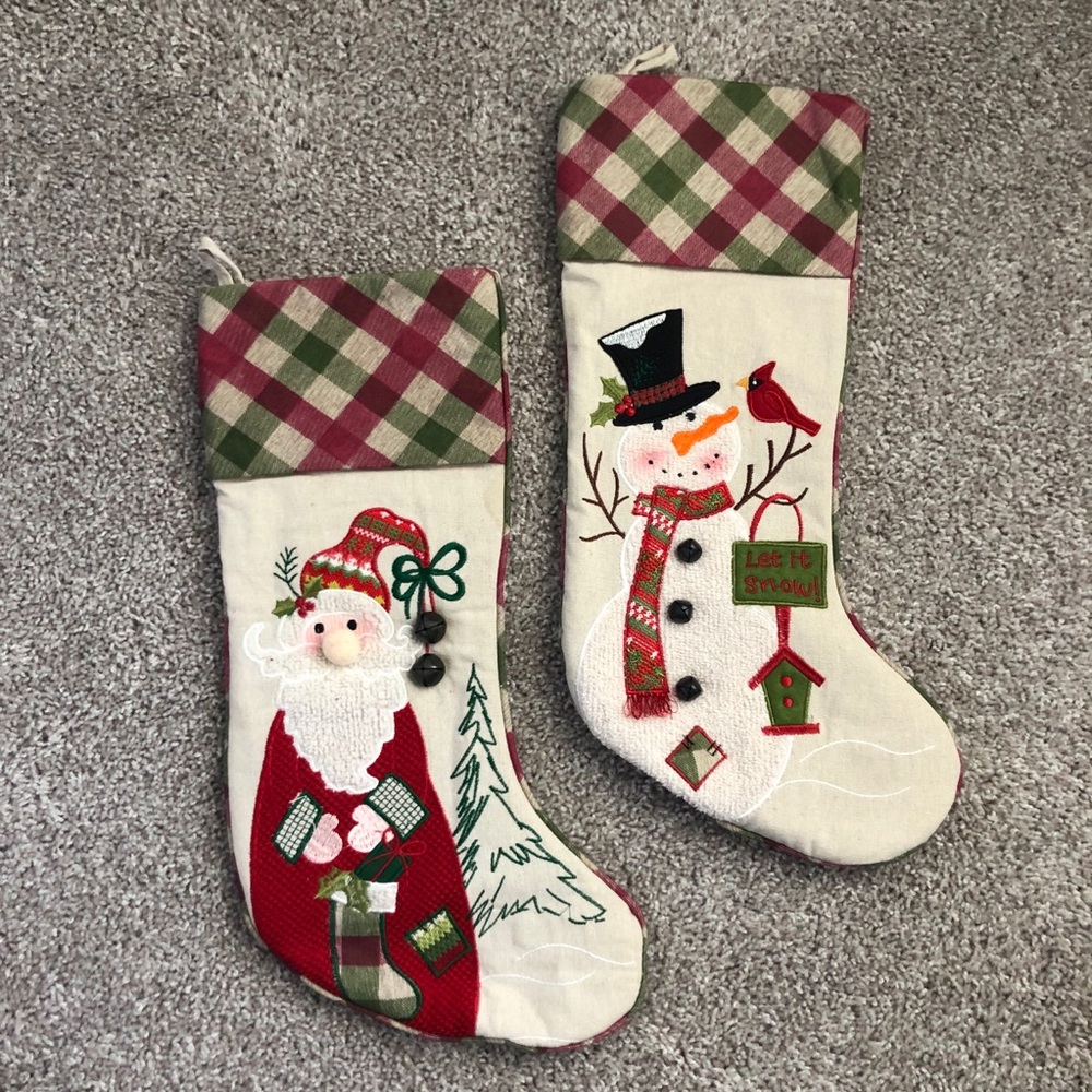 Plaid embroidered stockings